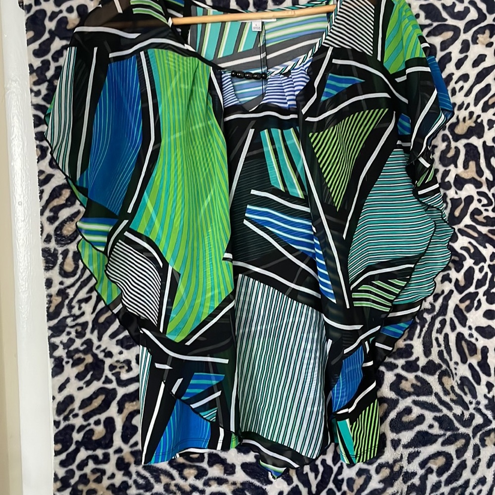 Sophie Multi Watercolor Stripe Double Layer Swing Cami - Picture 5 of 5